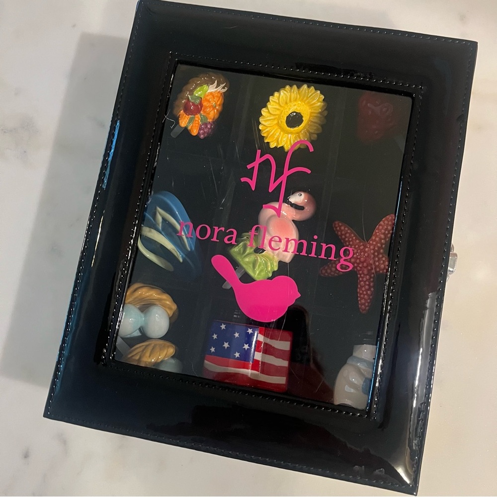 Nora Fleming Black Display Box with Colorful Charms